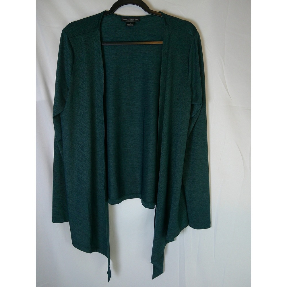 Jessica‎ Howard Womens Teal Green Heathered Knit Dress and Cardigan Set Size 10 - Picture 4 of 7